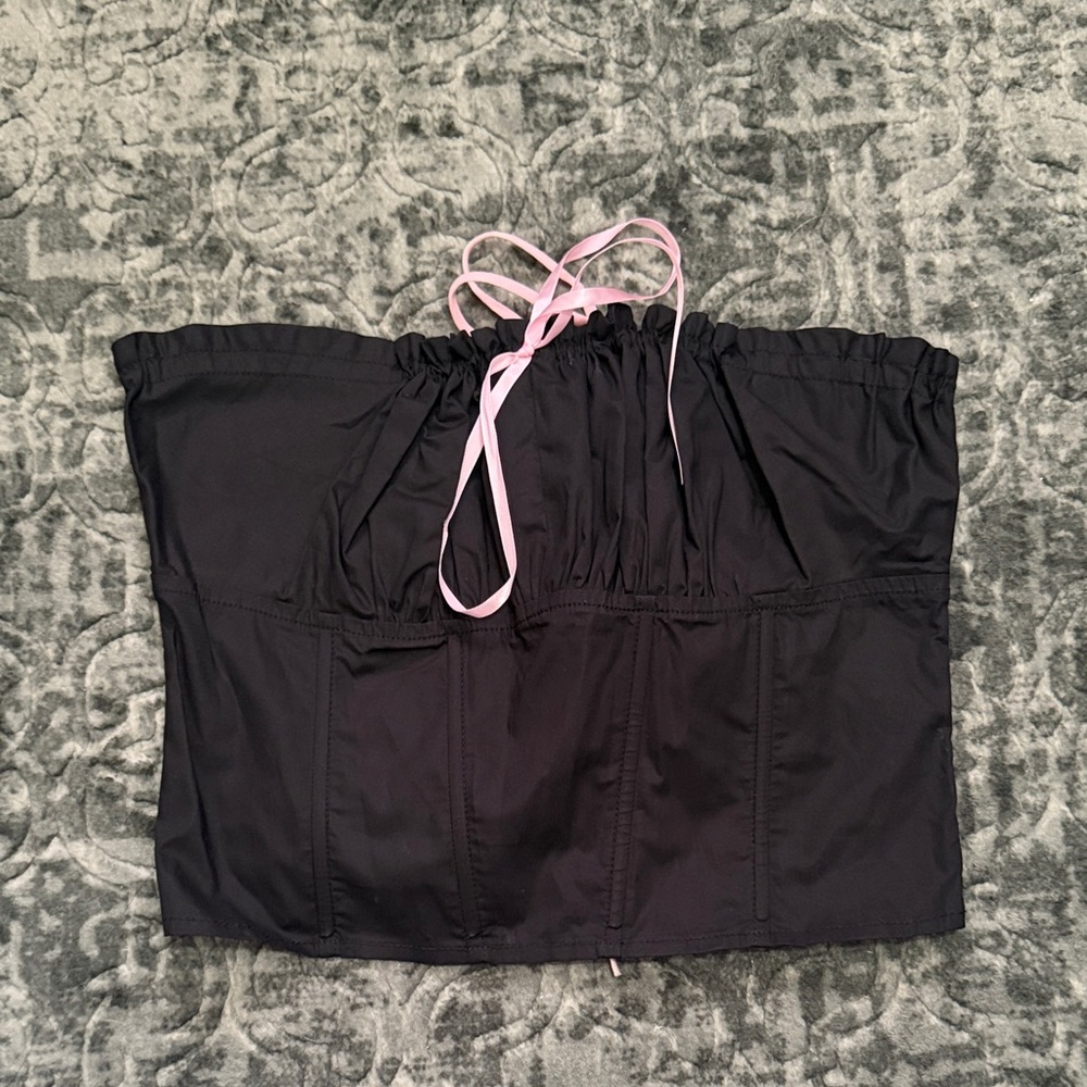 Edikted Black Karmen Strapless Corset Top NEW